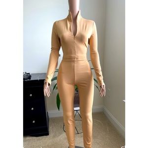 Creamy Nude Two Piece Pants Set